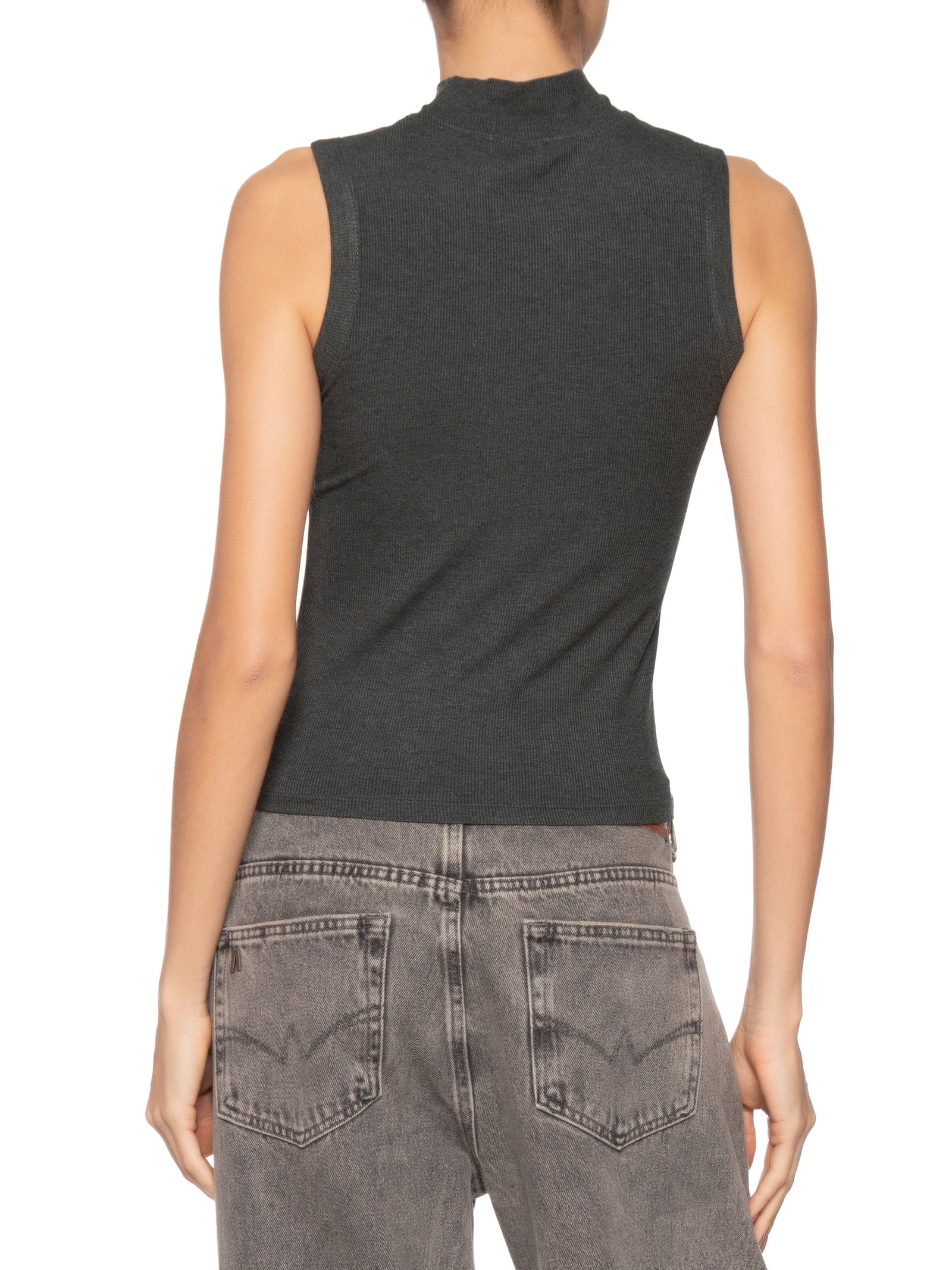 Regata Feminina Gola Alta Cinza Basiq