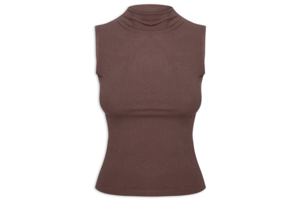 Regata Feminina Gola Alta - Marrom