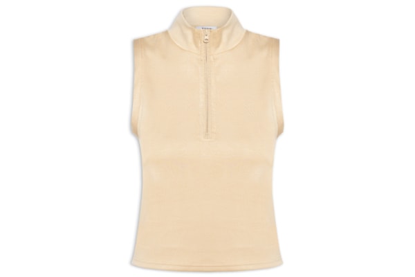 Regata Feminina Gola Alta Moletom - Bege