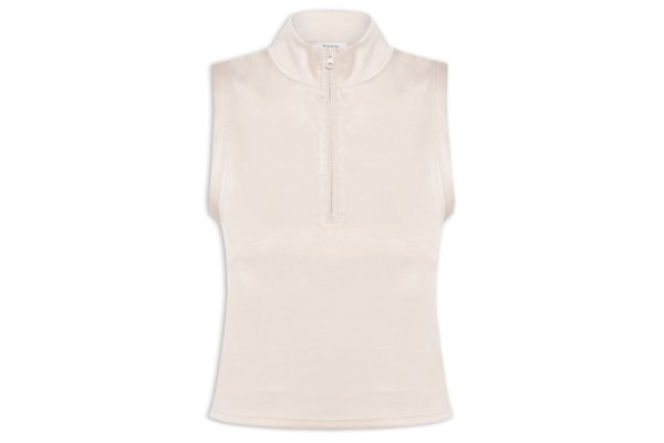 Regata Feminina Gola Alta Moletom - Off White
