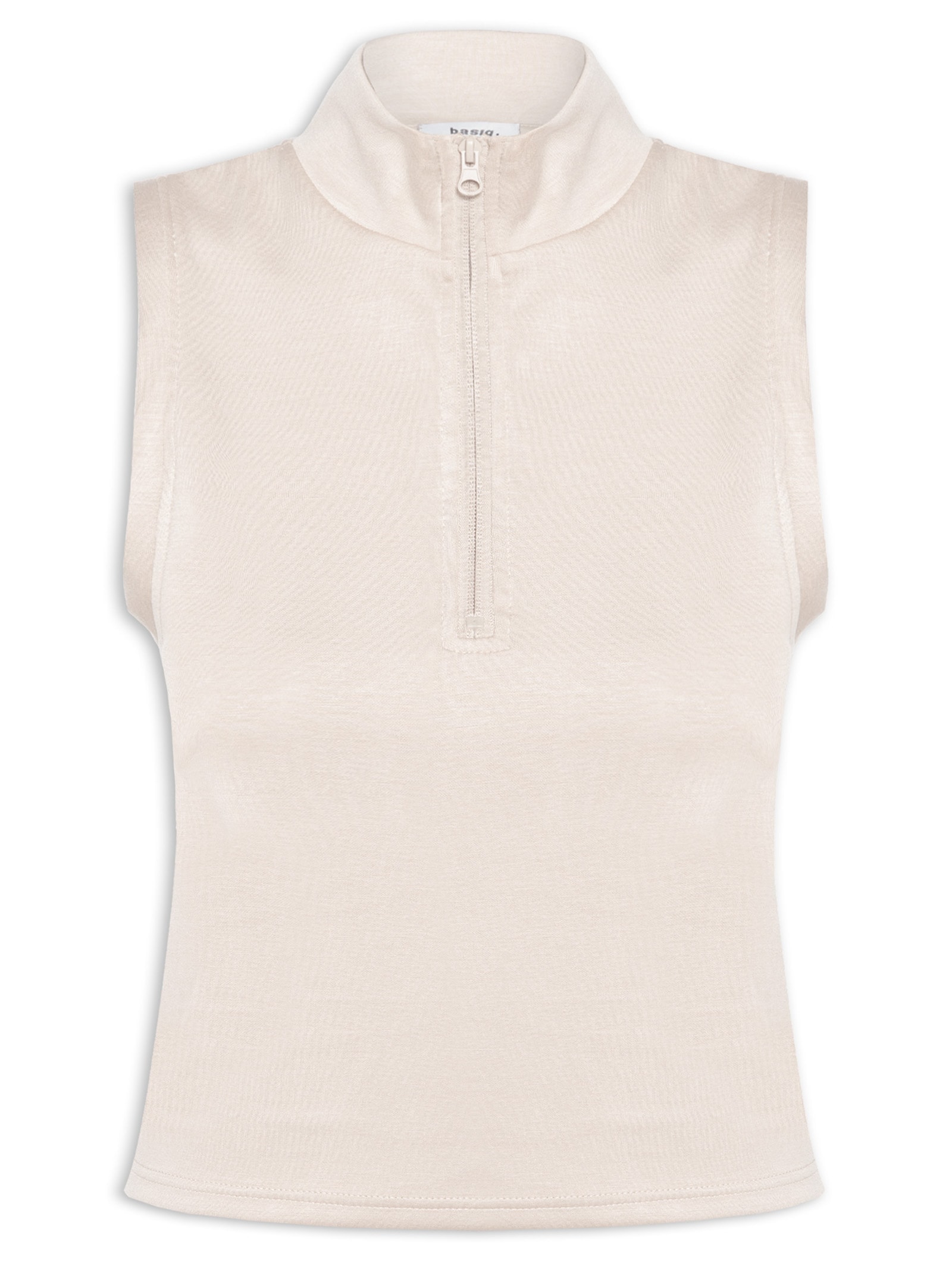 Regata Feminina Gola Alta Moletom Off White Basiq