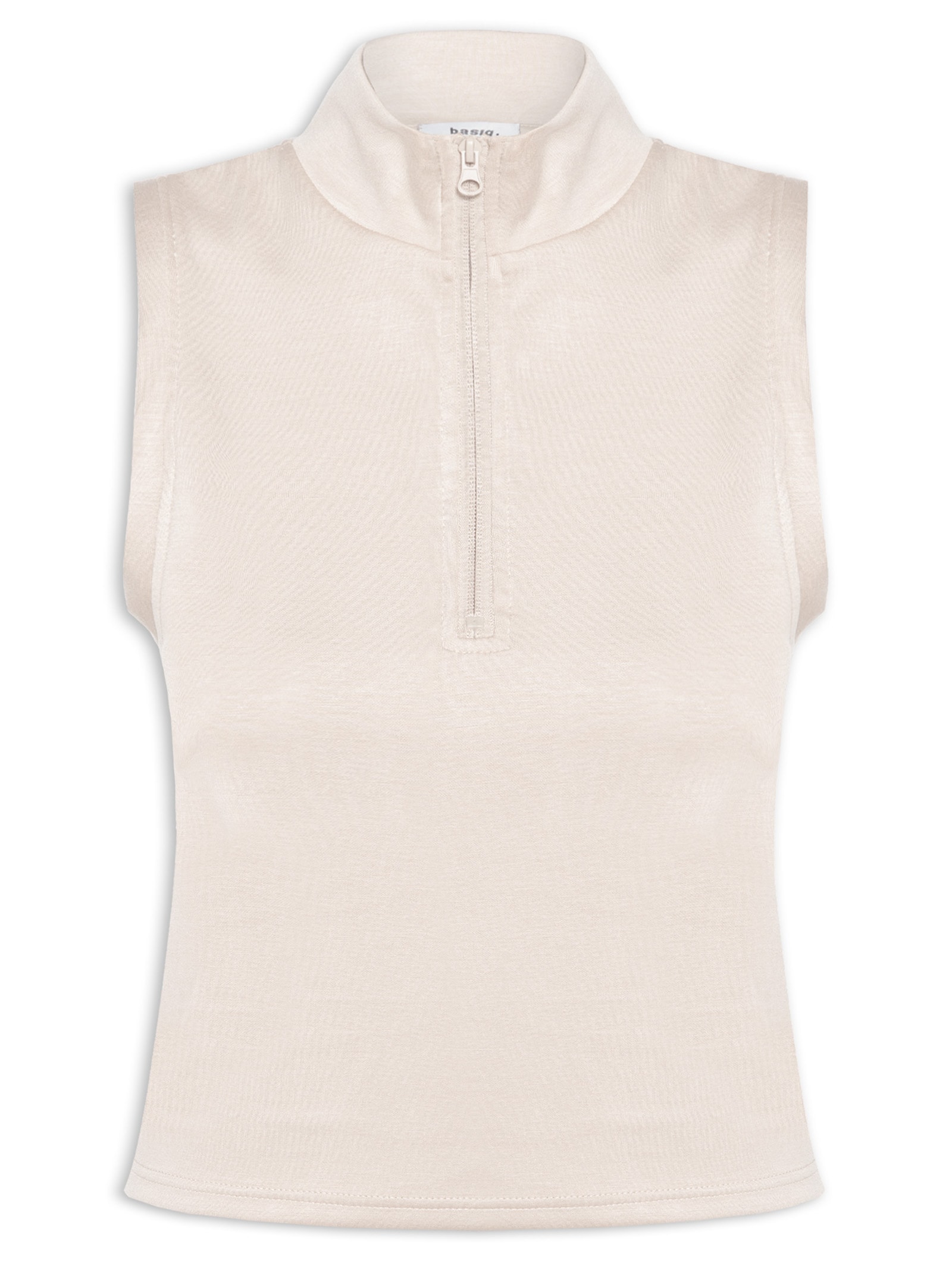 Regata Feminina Gola Alta Moletom Off White Basiq