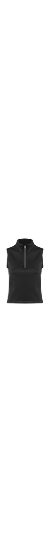 Regata Feminina Gola Alta Moletom - Preto