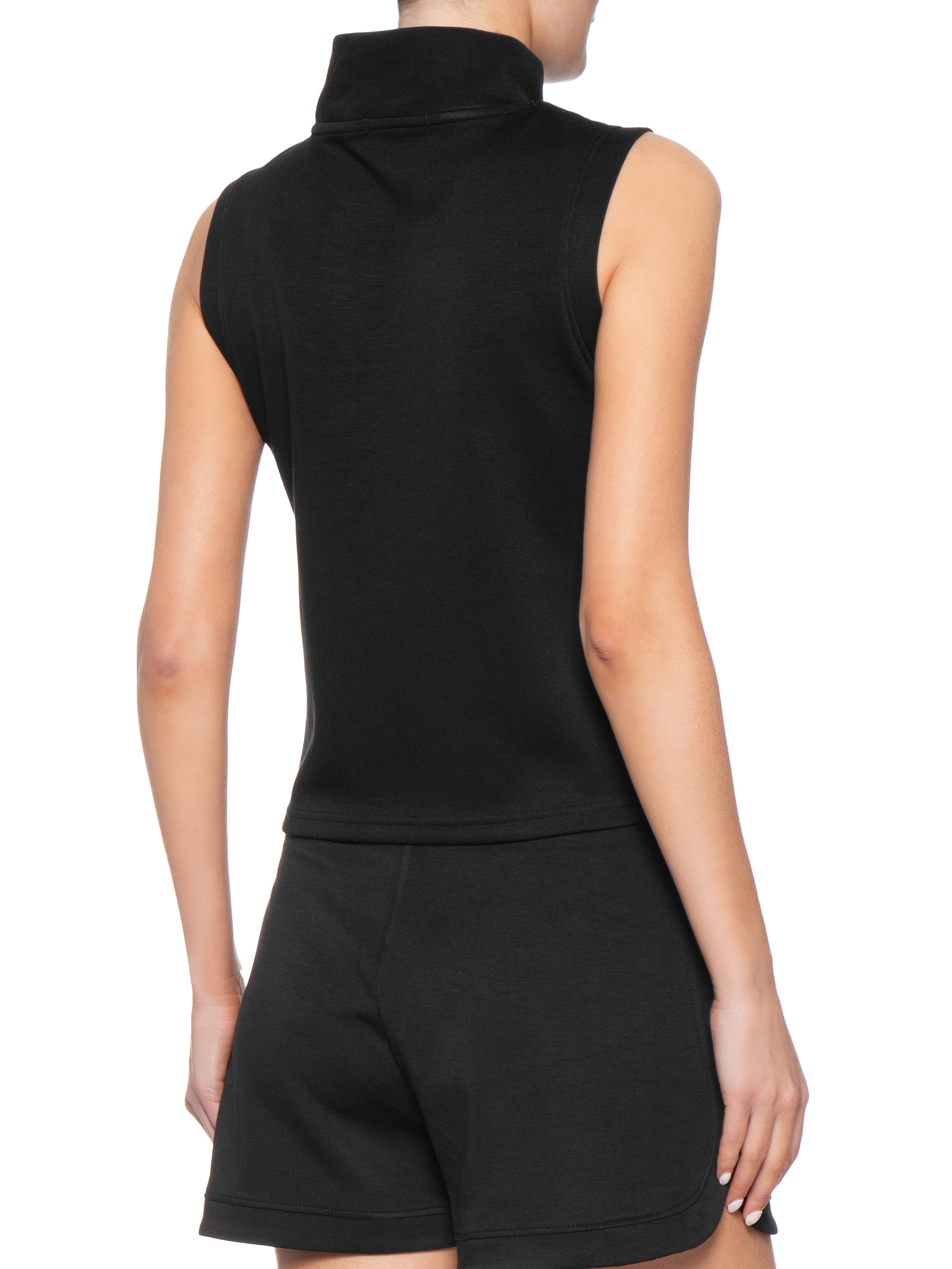 Regata Feminina Gola Alta Moletom Preto Basiq