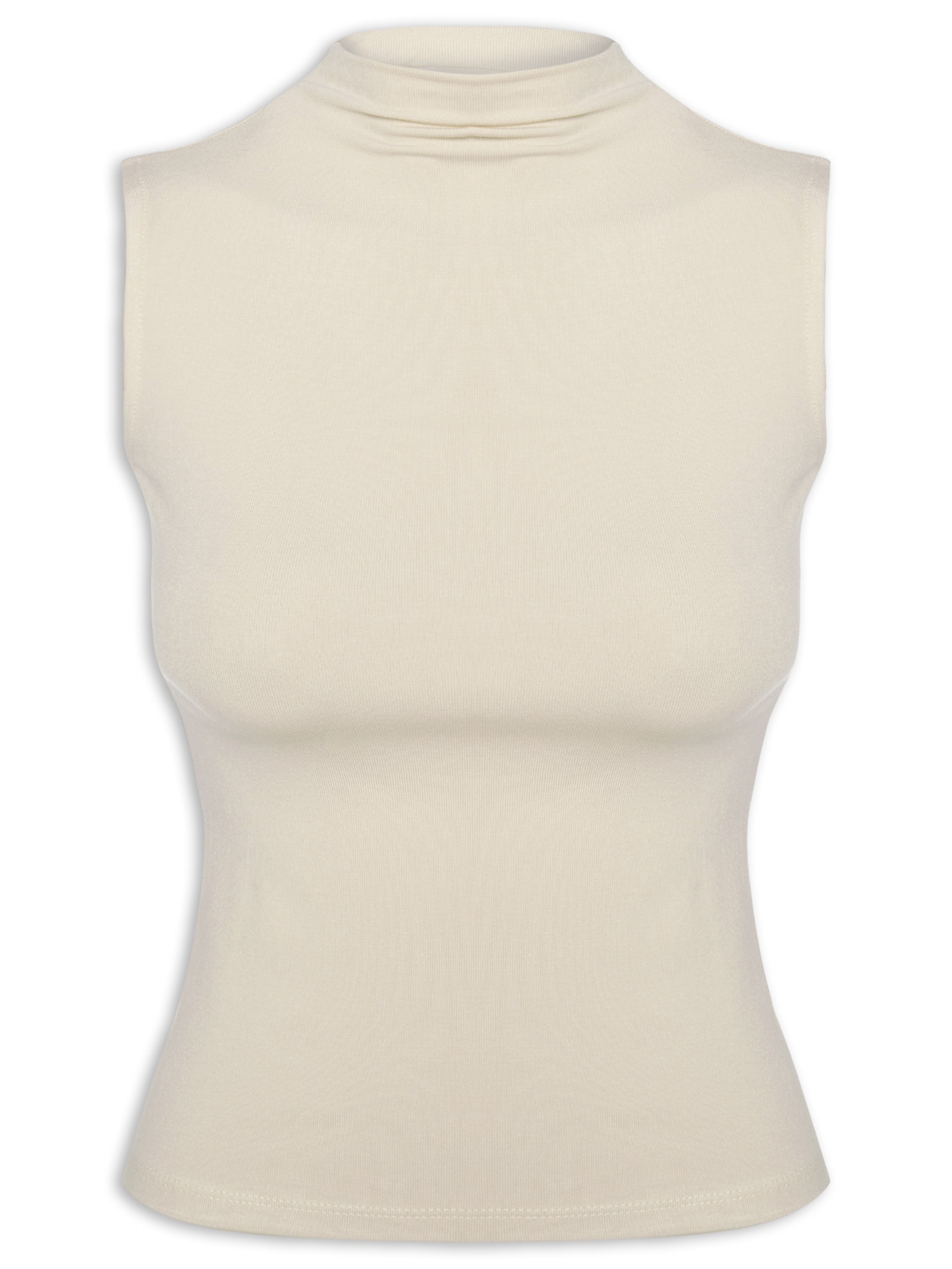 Regata Feminina Gola Alta Off White Basiq