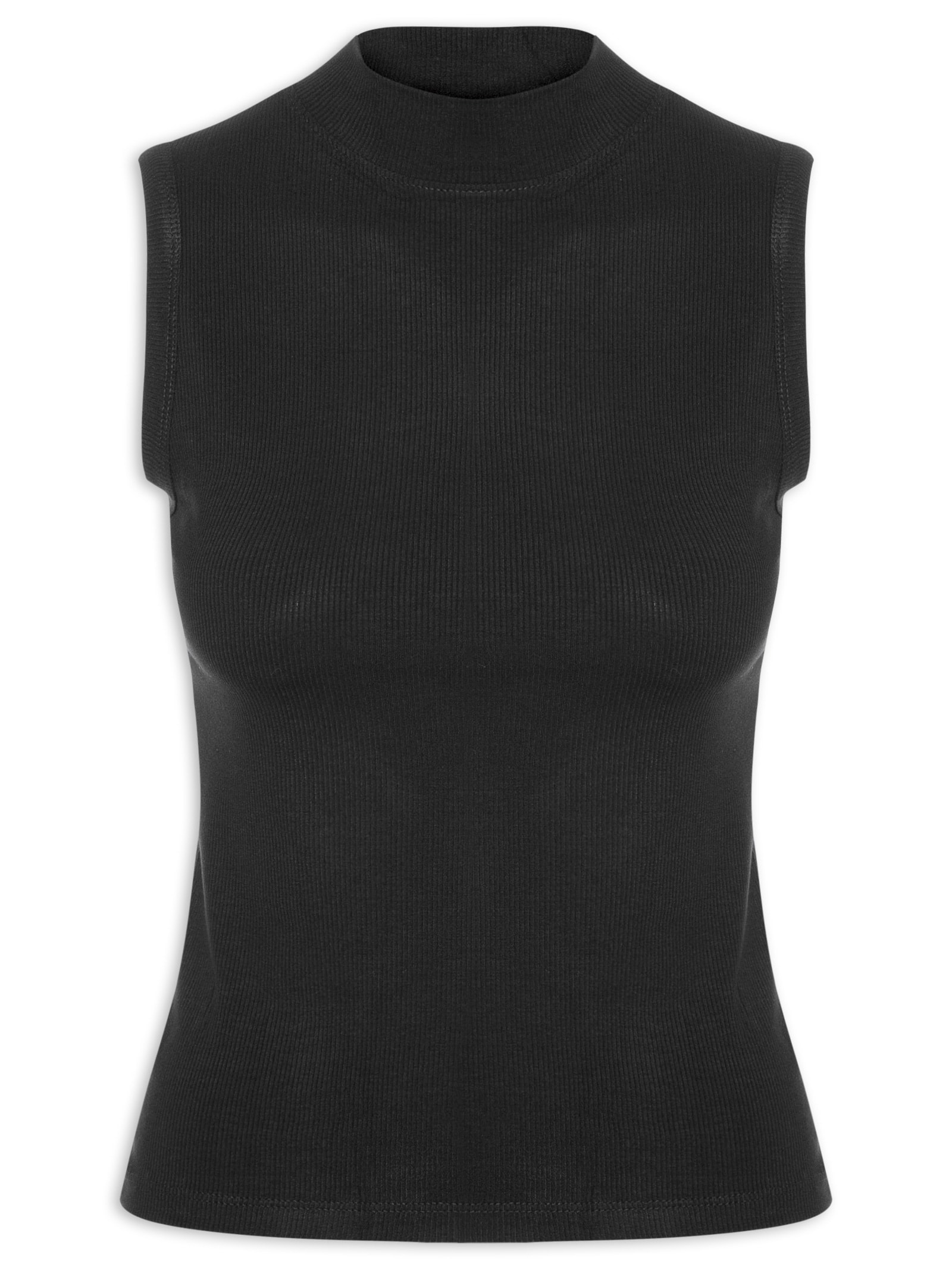 Regata Feminina Gola Alta Preto Basiq