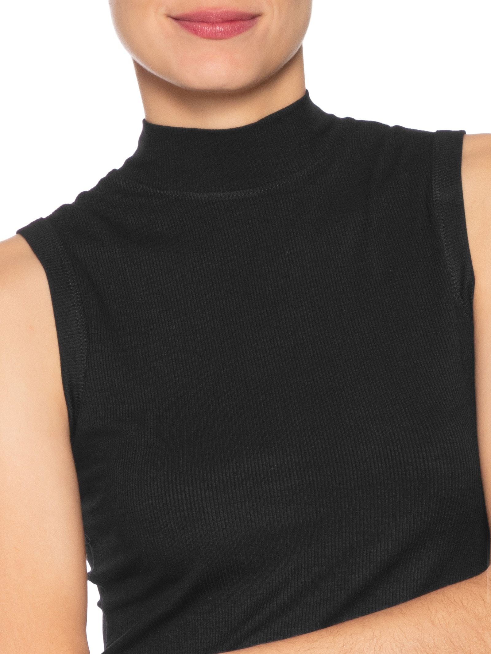 Regata Feminina Gola Alta Preto Basiq