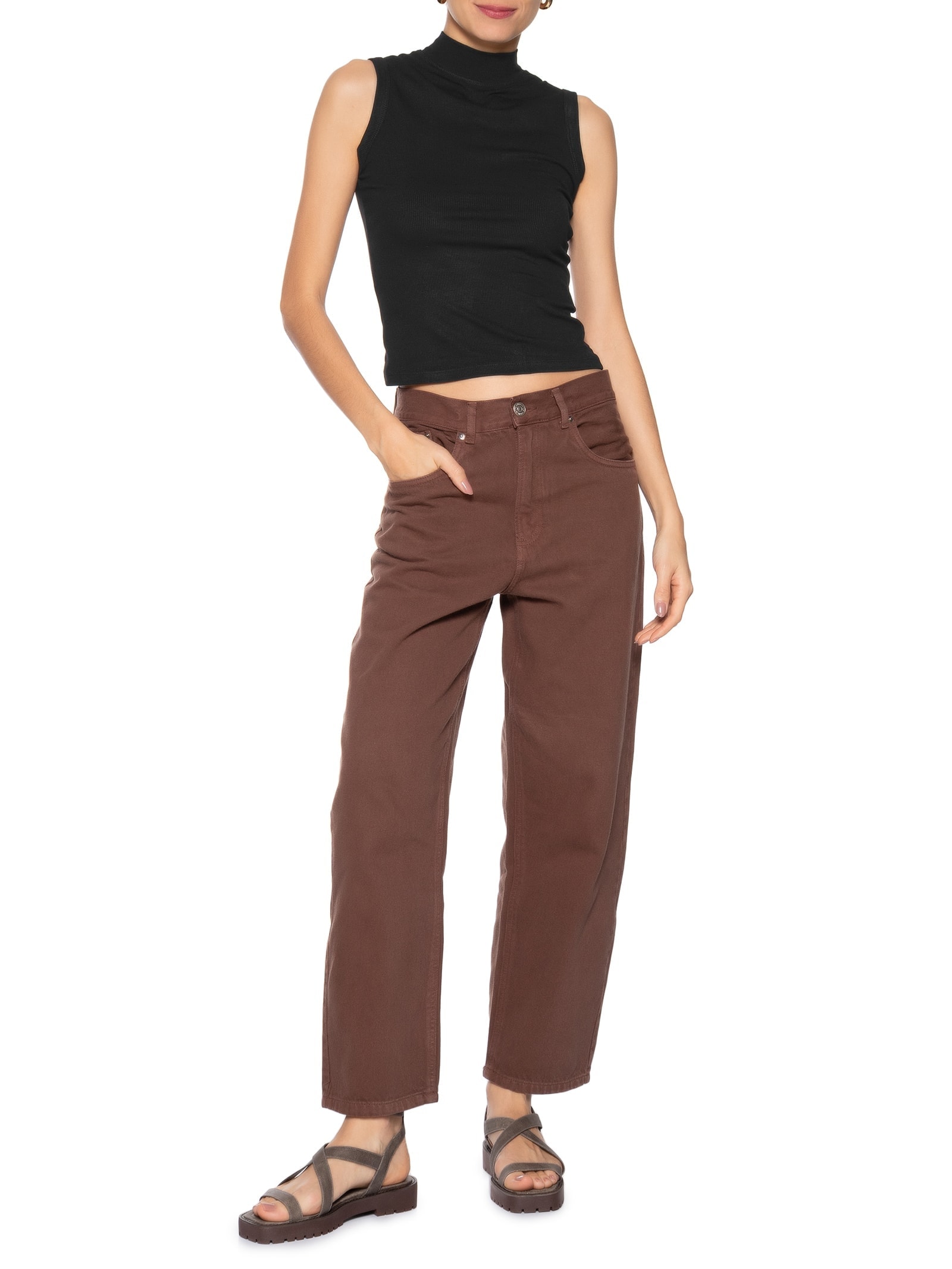 Regata Feminina Gola Alta Preto Basiq