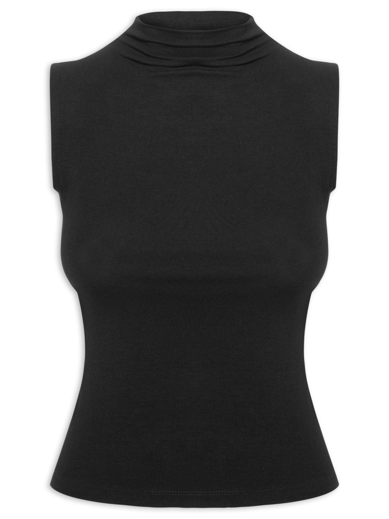 Regata Feminina Gola Alta Preto Basiq