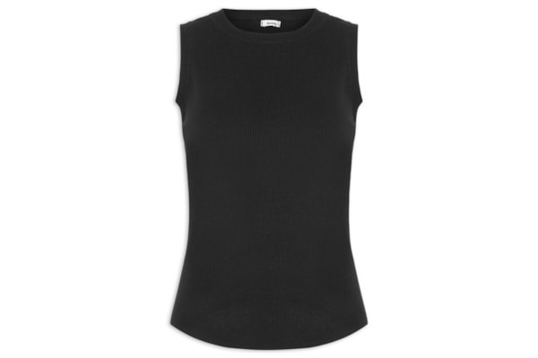 Regata Feminina Gola Redonda Alongada - Preto