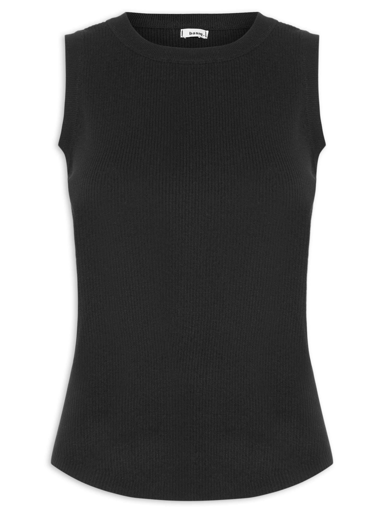 Regata Feminina Gola Redonda Alongada Preto Basiq
