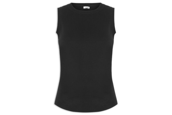 Regata Feminina Gola Redonda Alongada - Preto