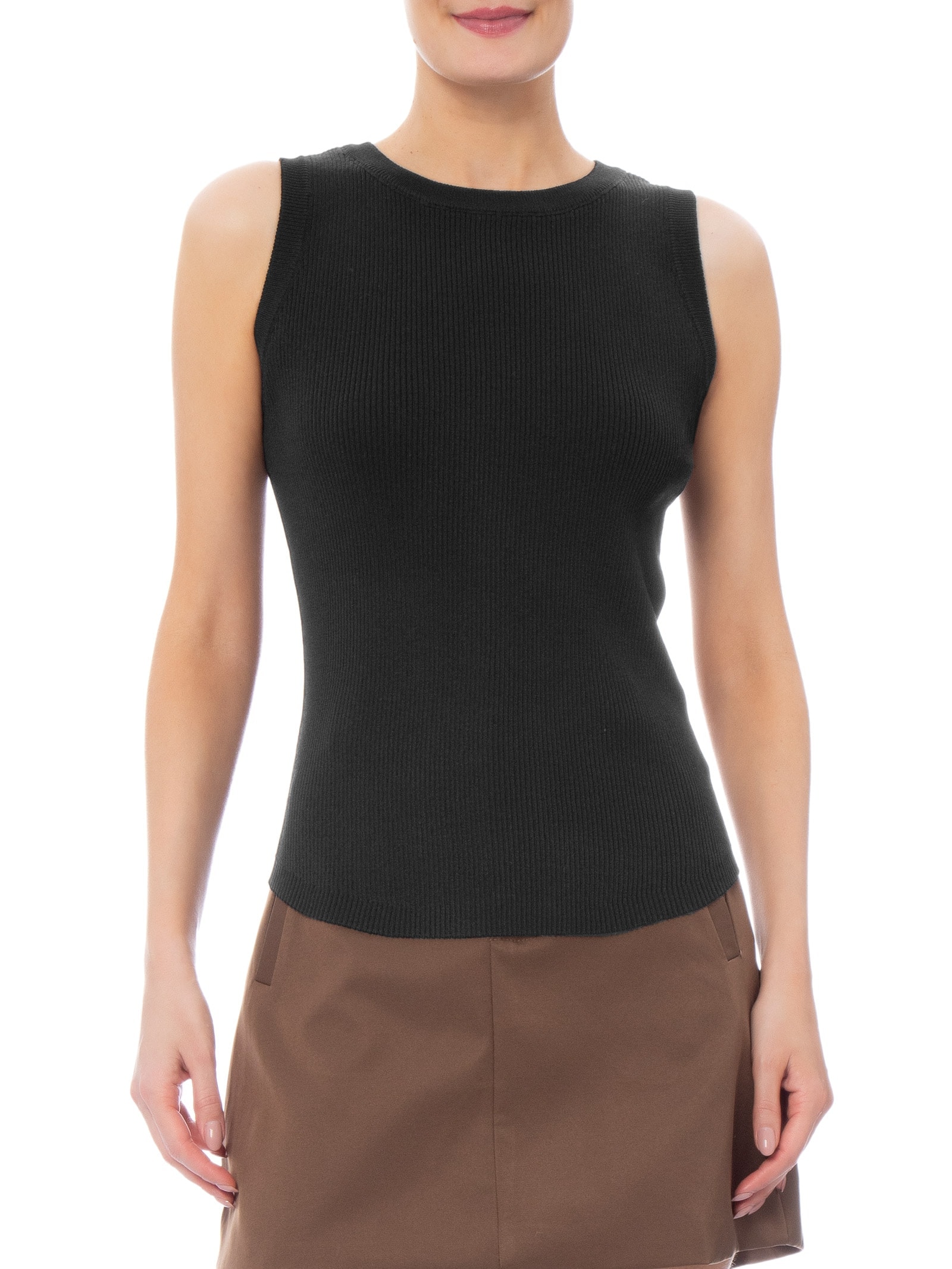 Regata Feminina Gola Redonda Alongada Preto Basiq