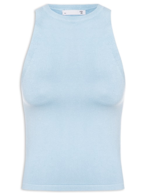 Regata Feminina Gola Redonda Em Tricot – Azul