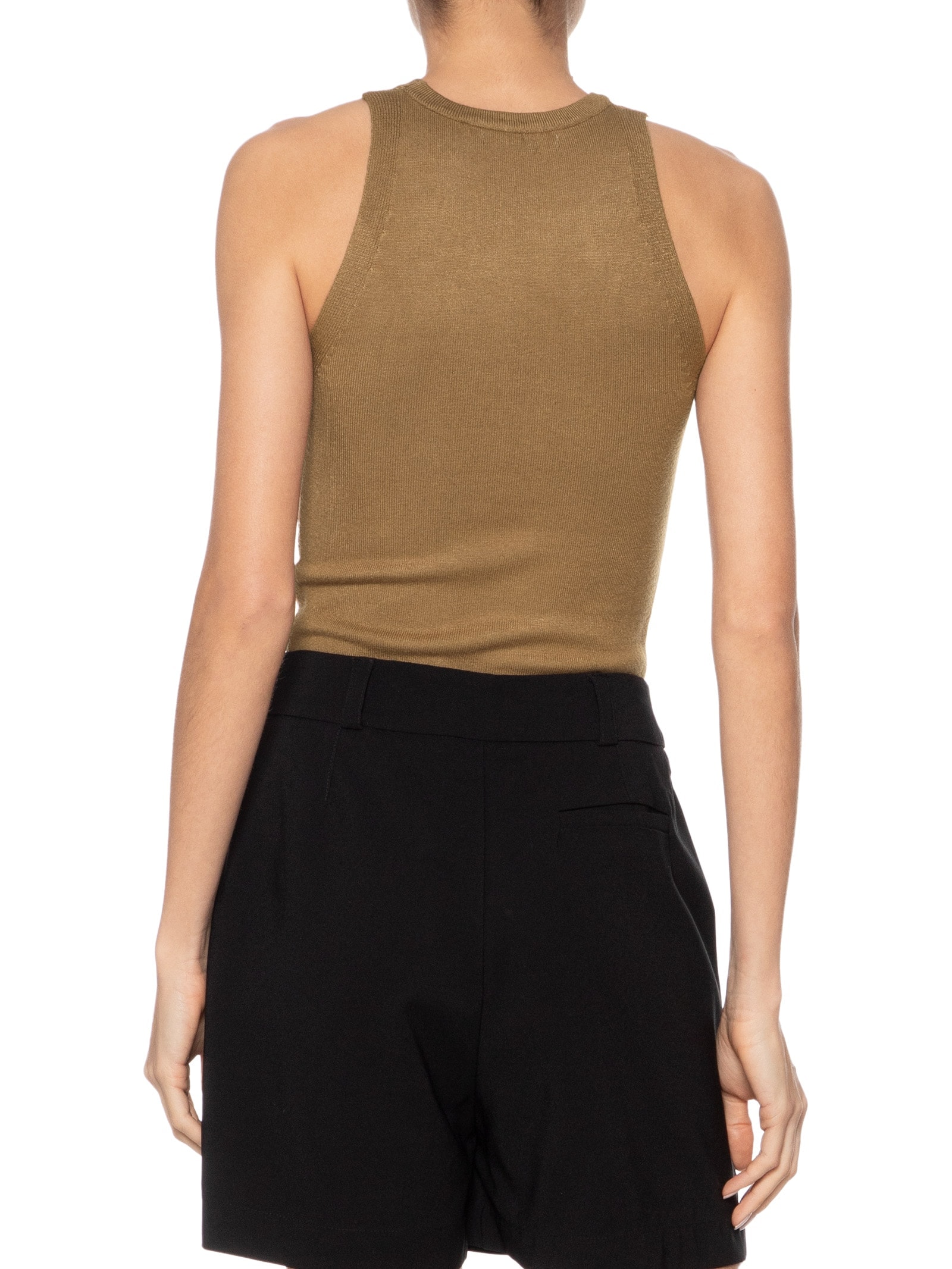 Regata Feminina Gola Redonda Em Tricot Bege '2Essential