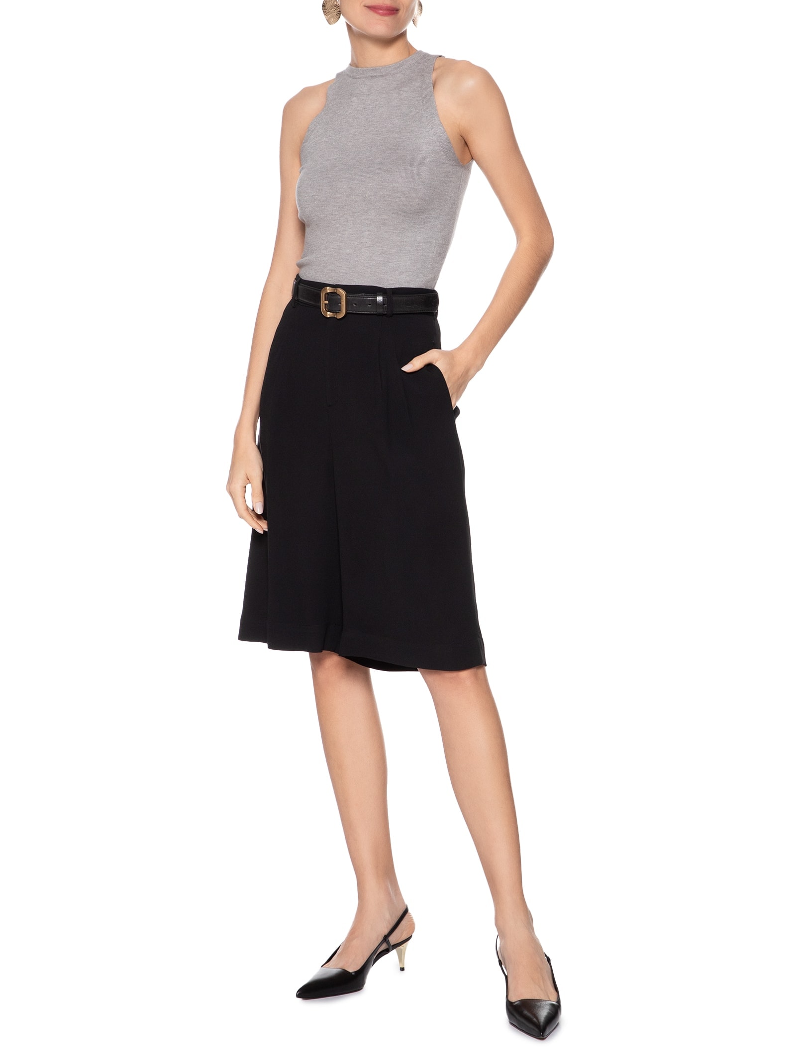 Regata Feminina Gola Redonda Em Tricot Cinza '2Essential