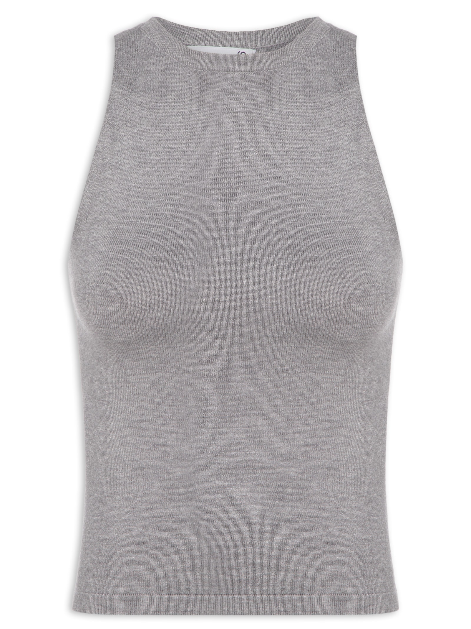 Regata Feminina Gola Redonda Em Tricot Cinza '2Essential