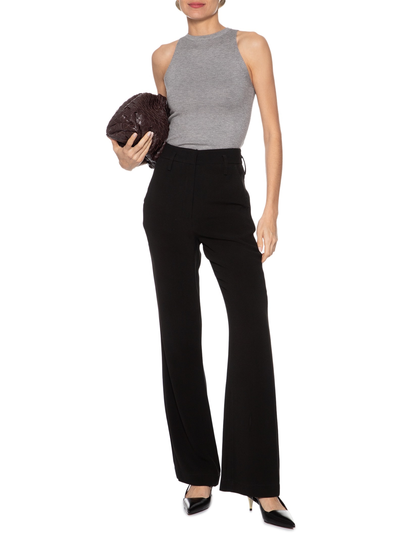 Regata Feminina Gola Redonda Em Tricot Cinza '2Essential