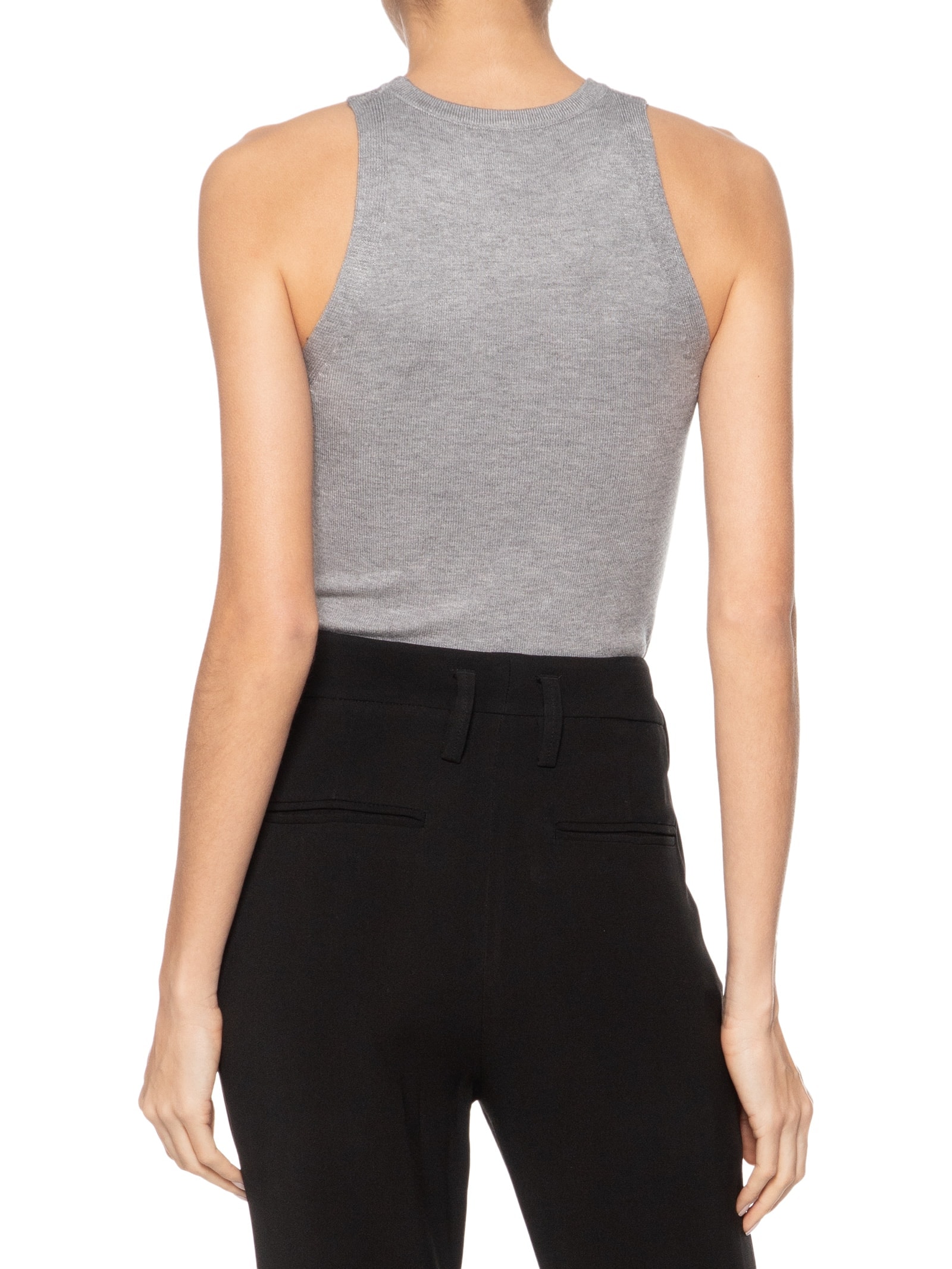 Regata Feminina Gola Redonda Em Tricot Cinza '2Essential