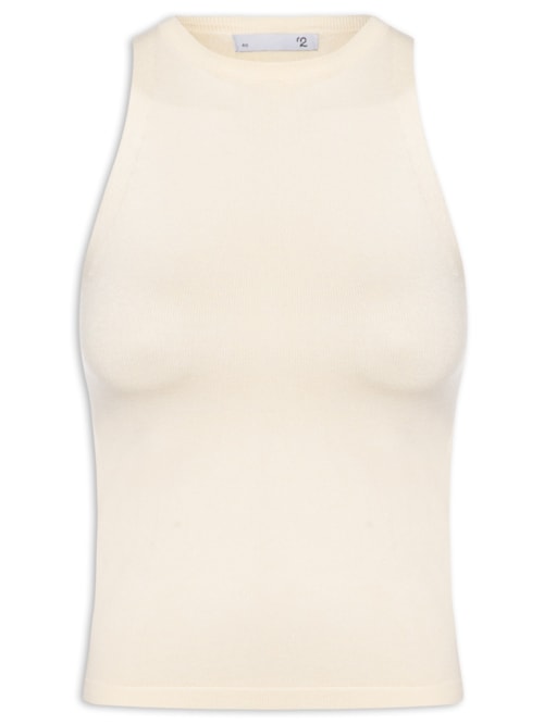 Regata Feminina Gola Redonda Em Tricot – Off White