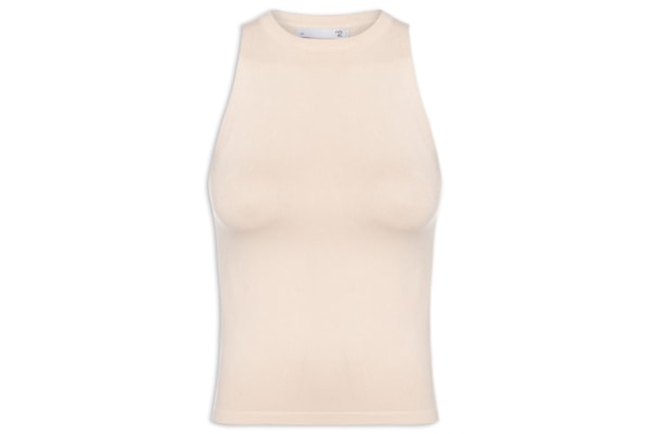 Regata Feminina Gola Redonda Em Tricot - Off White