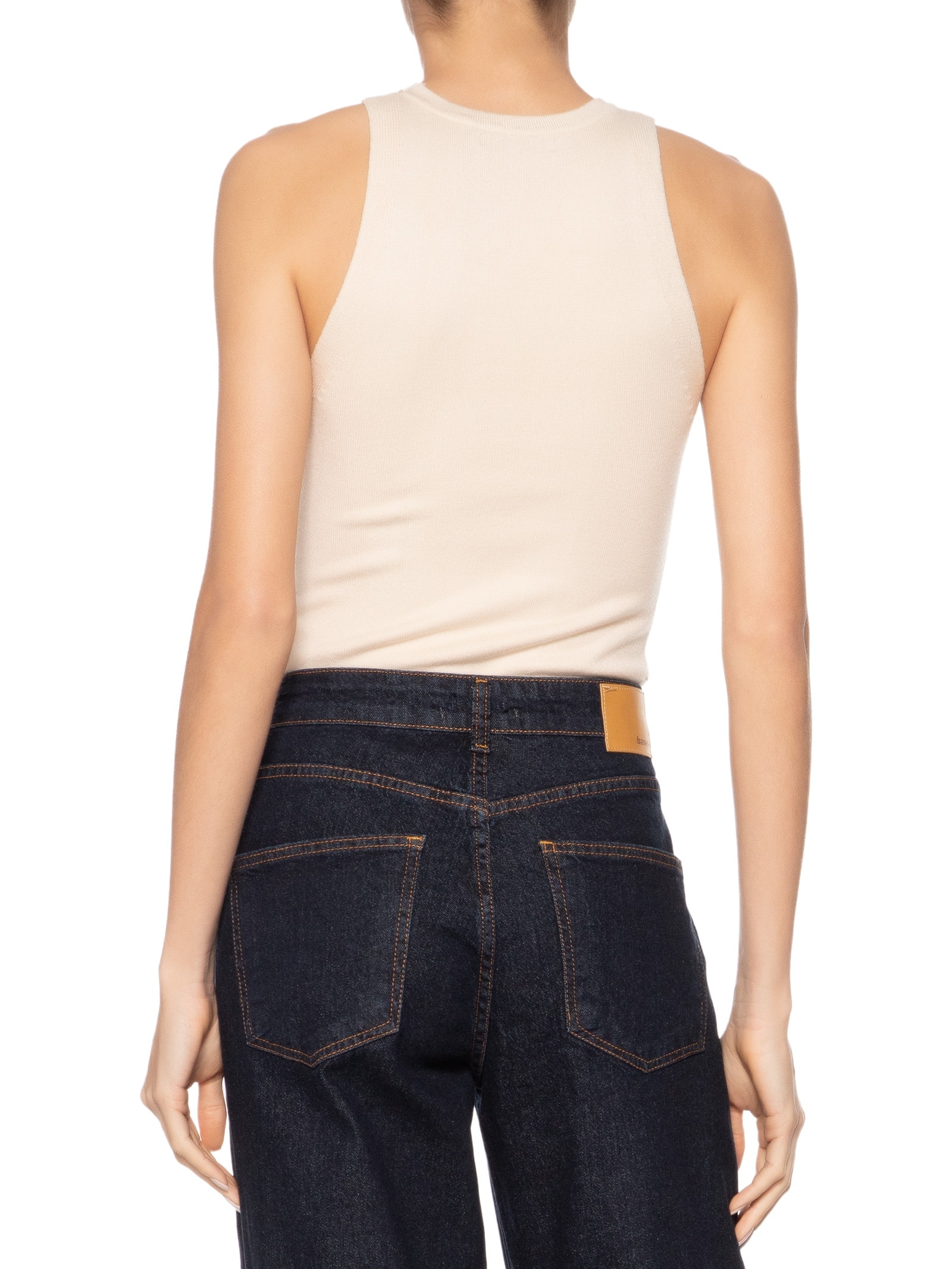 Regata Feminina Gola Redonda Em Tricot Off White '2Essential