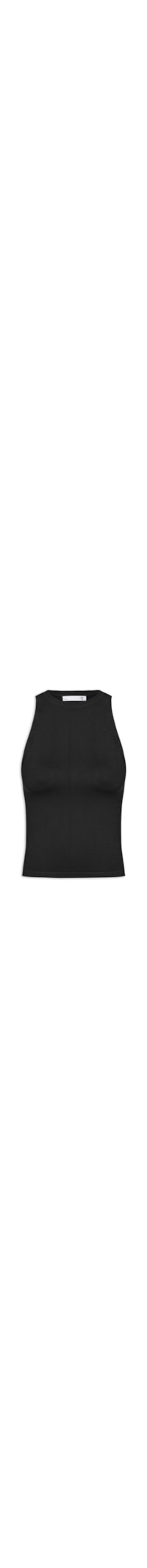 Regata Feminina Gola Redonda Em Tricot - Preto