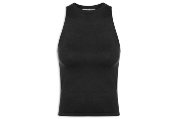 Regata Feminina Gola Redonda em Tricot - Preto