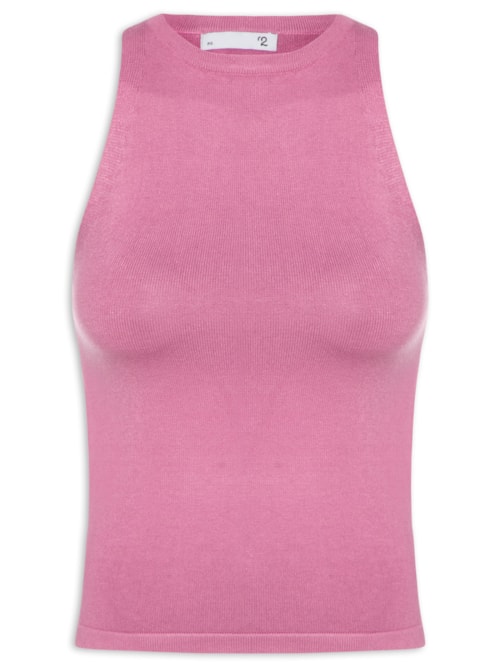 Regata Feminina Gola Redonda Em Tricot – Rosa