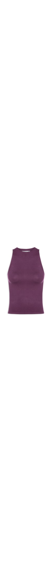 Regata Feminina Gola Redonda Em Tricot - Roxo