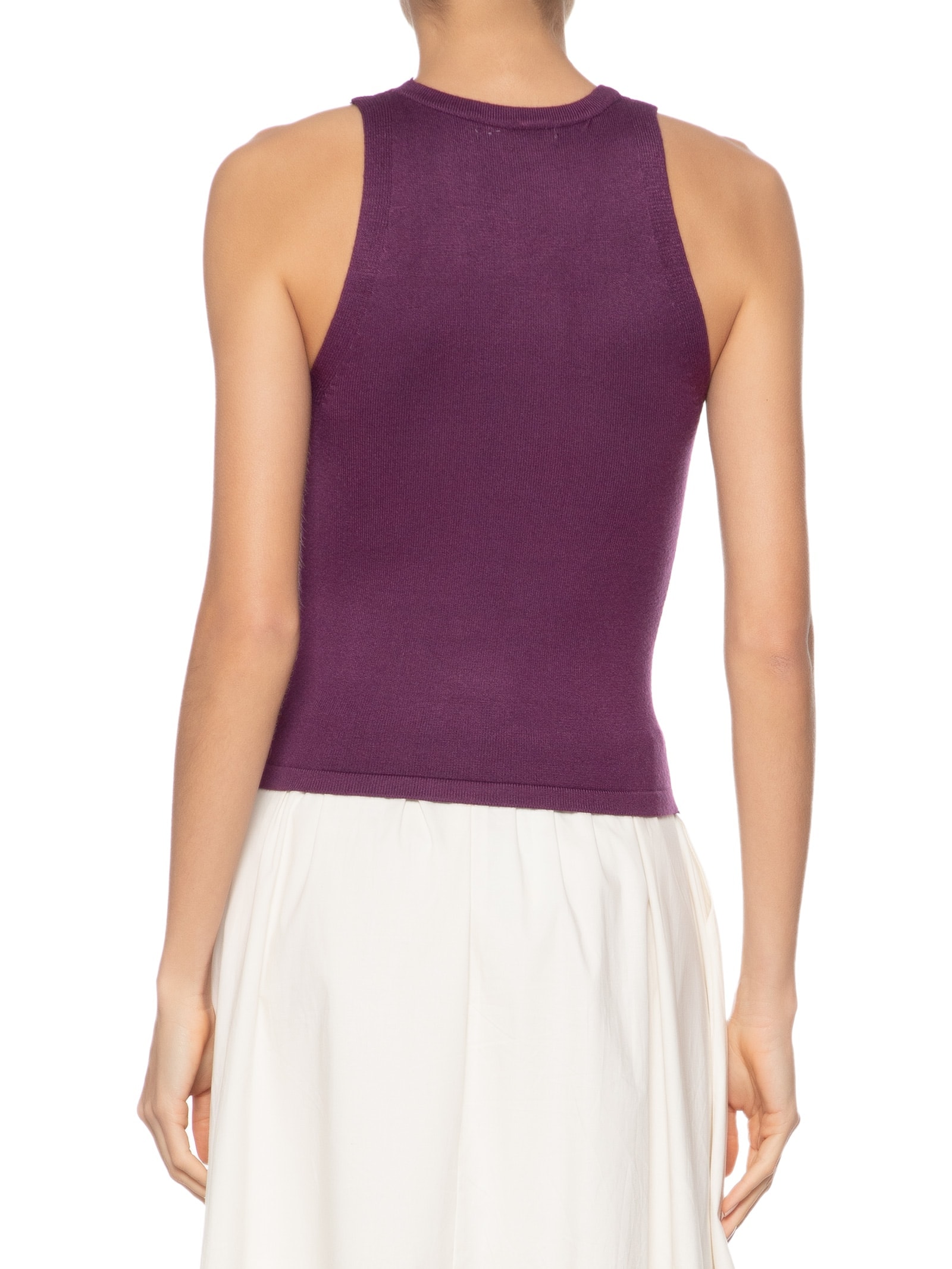 Regata Feminina Gola Redonda Em Tricot Roxo '2Essential