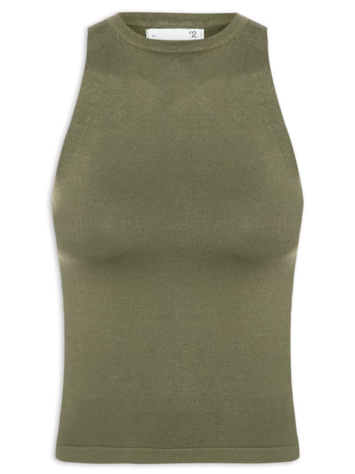 Regata Feminina Gola Redonda Em Tricot – Verde