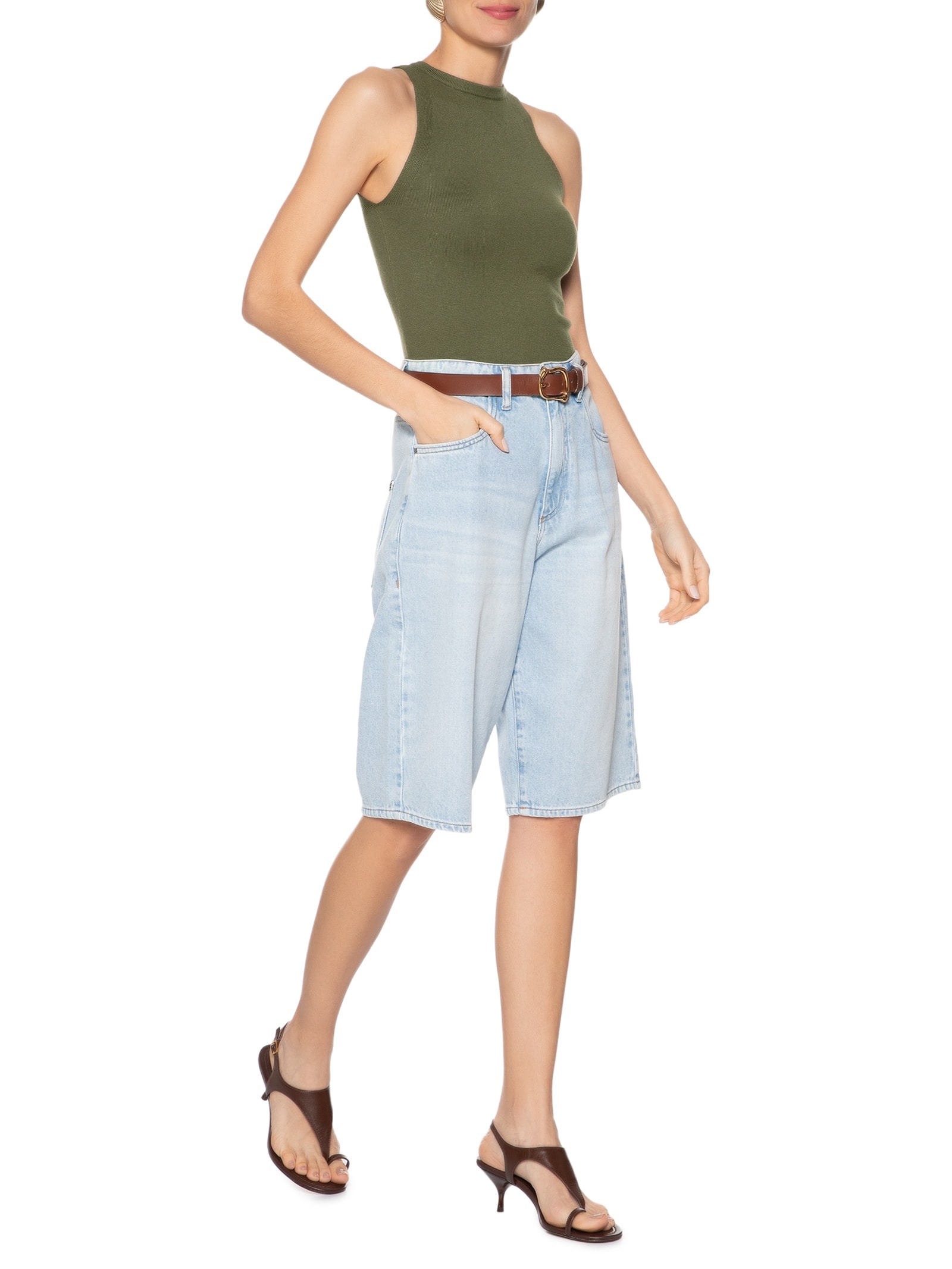 Regata Feminina Gola Redonda Em Tricot Verde '2Essential