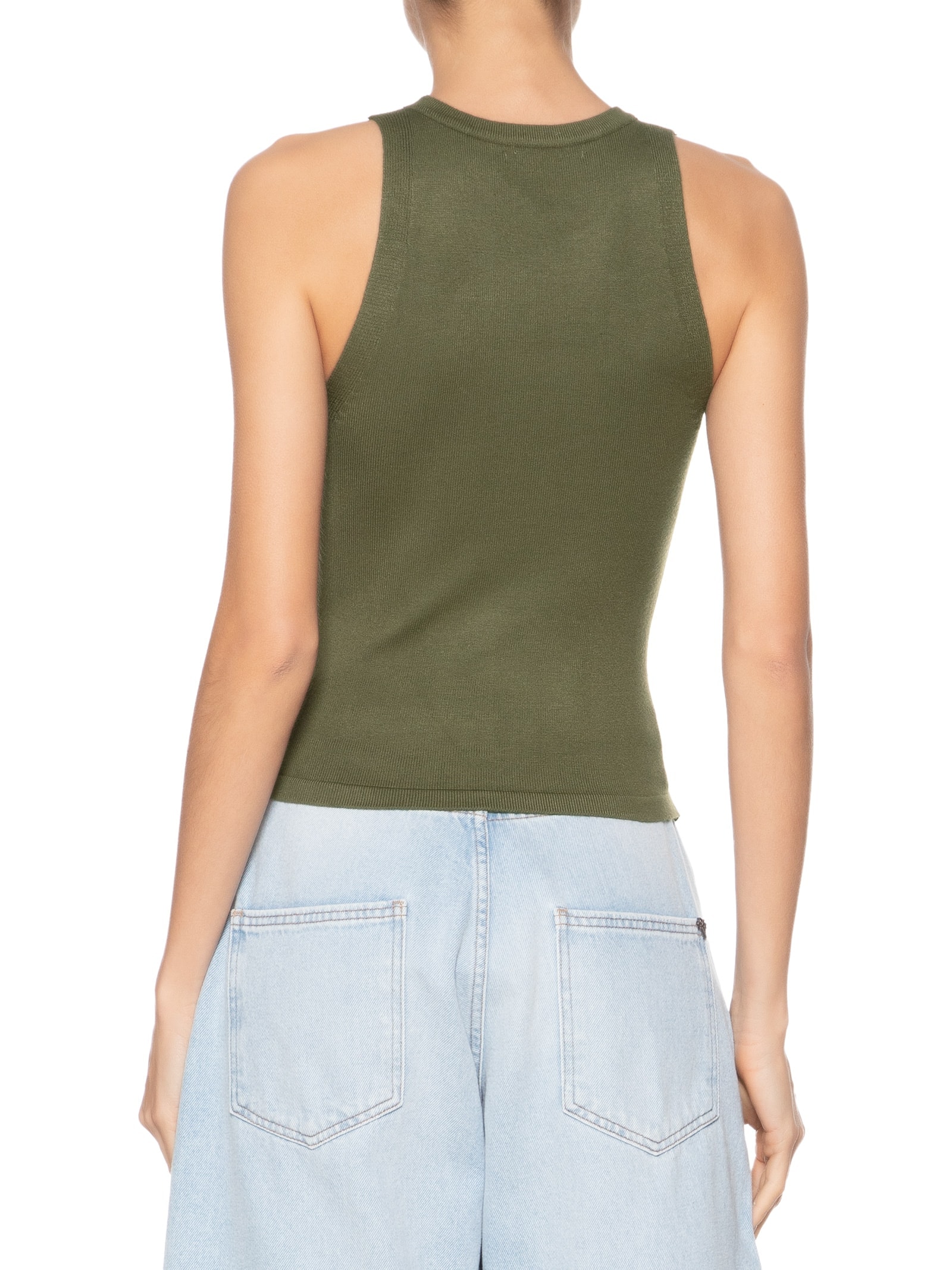 Regata Feminina Gola Redonda Em Tricot Verde '2Essential