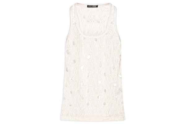 Regata Feminina Halter Tricot Bordado - Branco