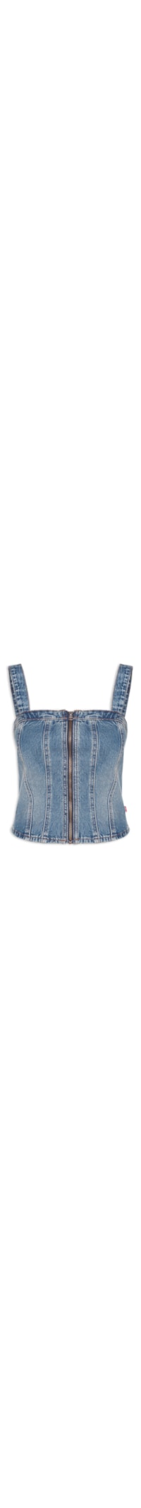 Regata Feminina Jeans Sculpted Bustier Lavagem Média - Azul