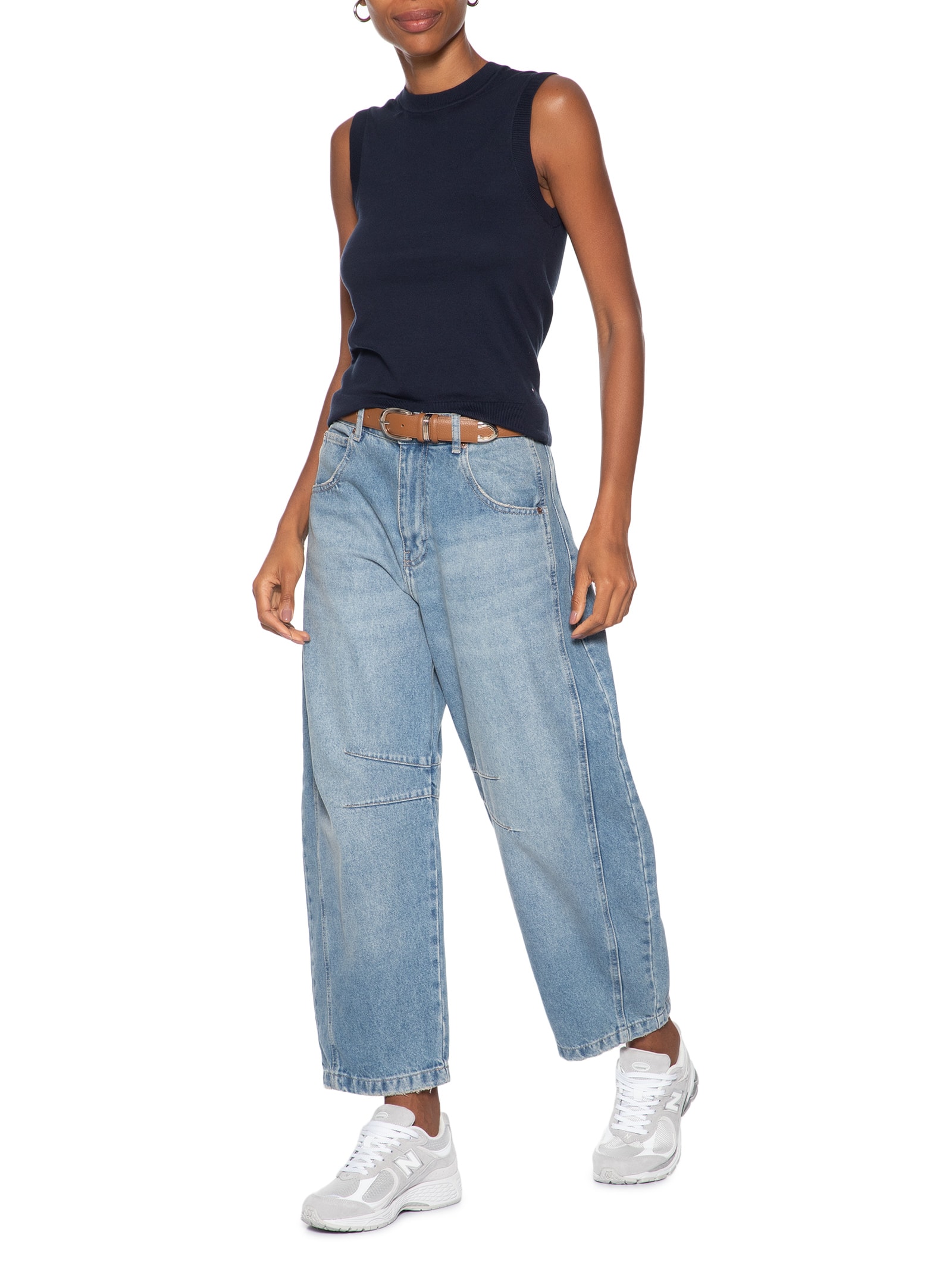 Regata Feminina Jersey Stitch Sl C-NK Swt Azul Tommy Hilfiger