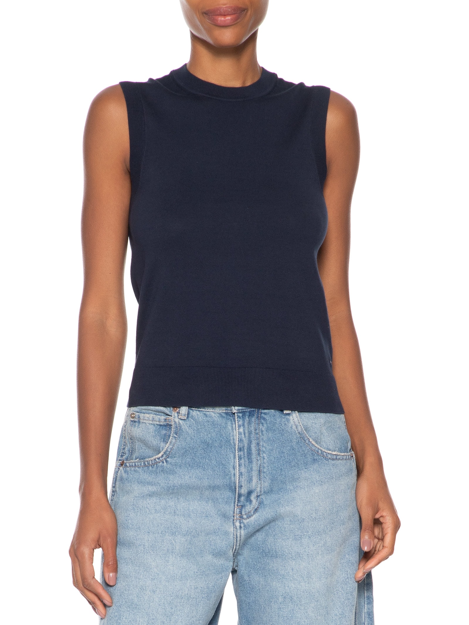 Regata Feminina Jersey Stitch Sl C-NK Swt Azul Tommy Hilfiger