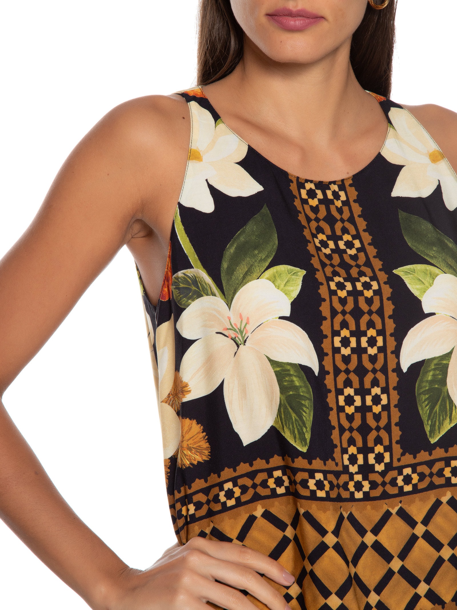 Regata Feminina Lenço Floral Biriba Preto Farm - Main Image