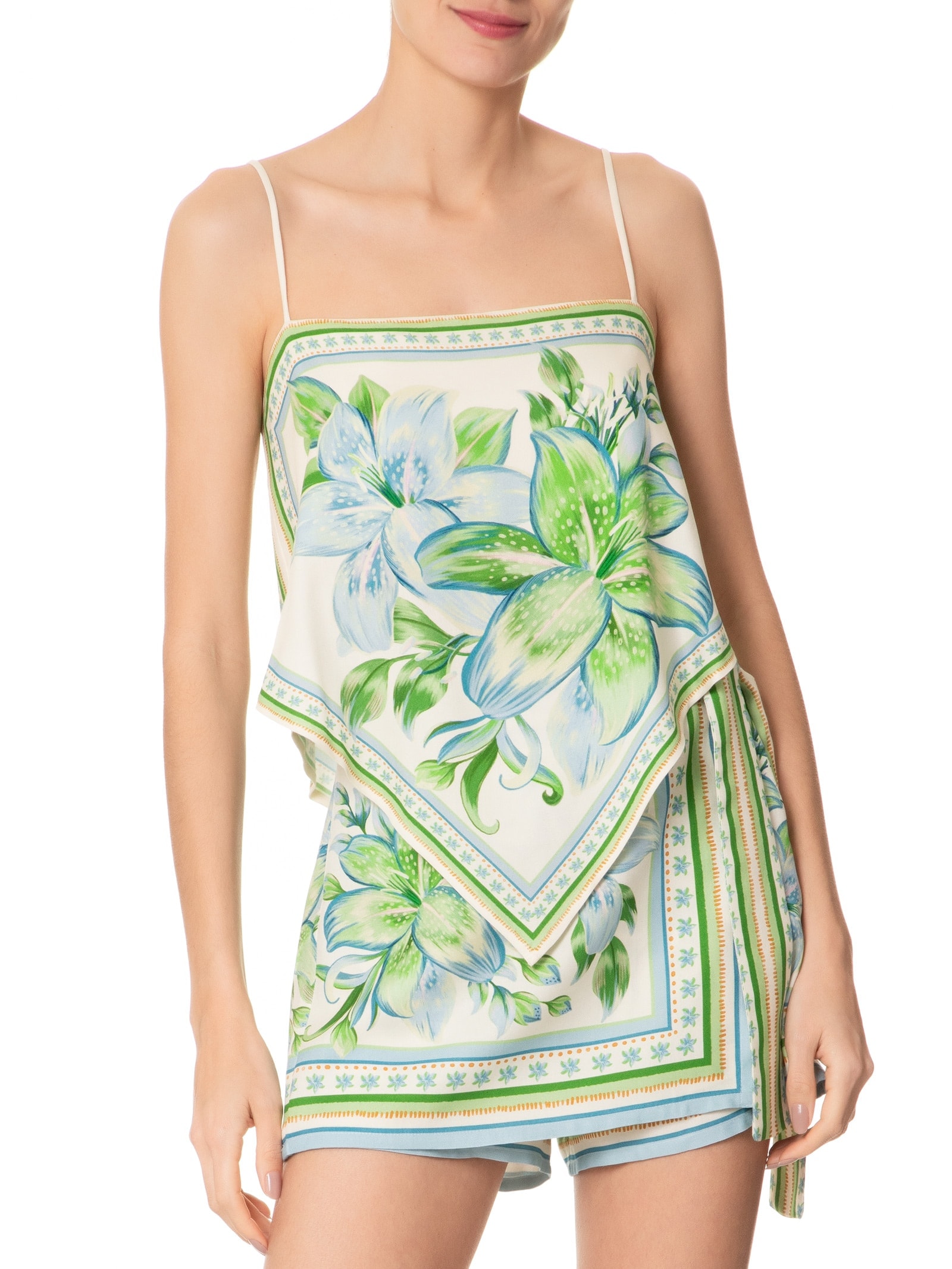 Regata Feminina Lírio Tropical Lenço Off White Farm