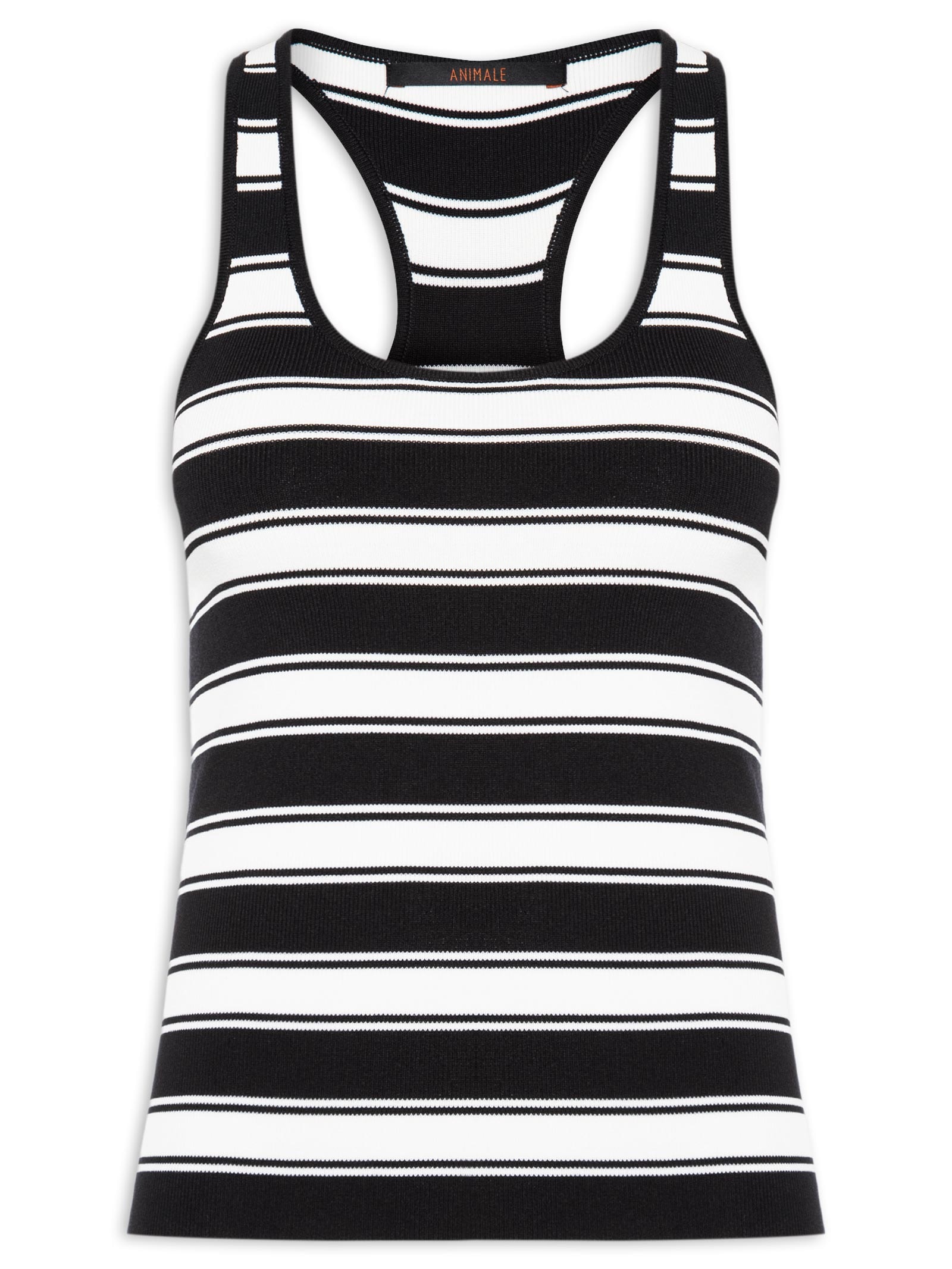 Regata Feminina Listra de Tricot Preto Animale