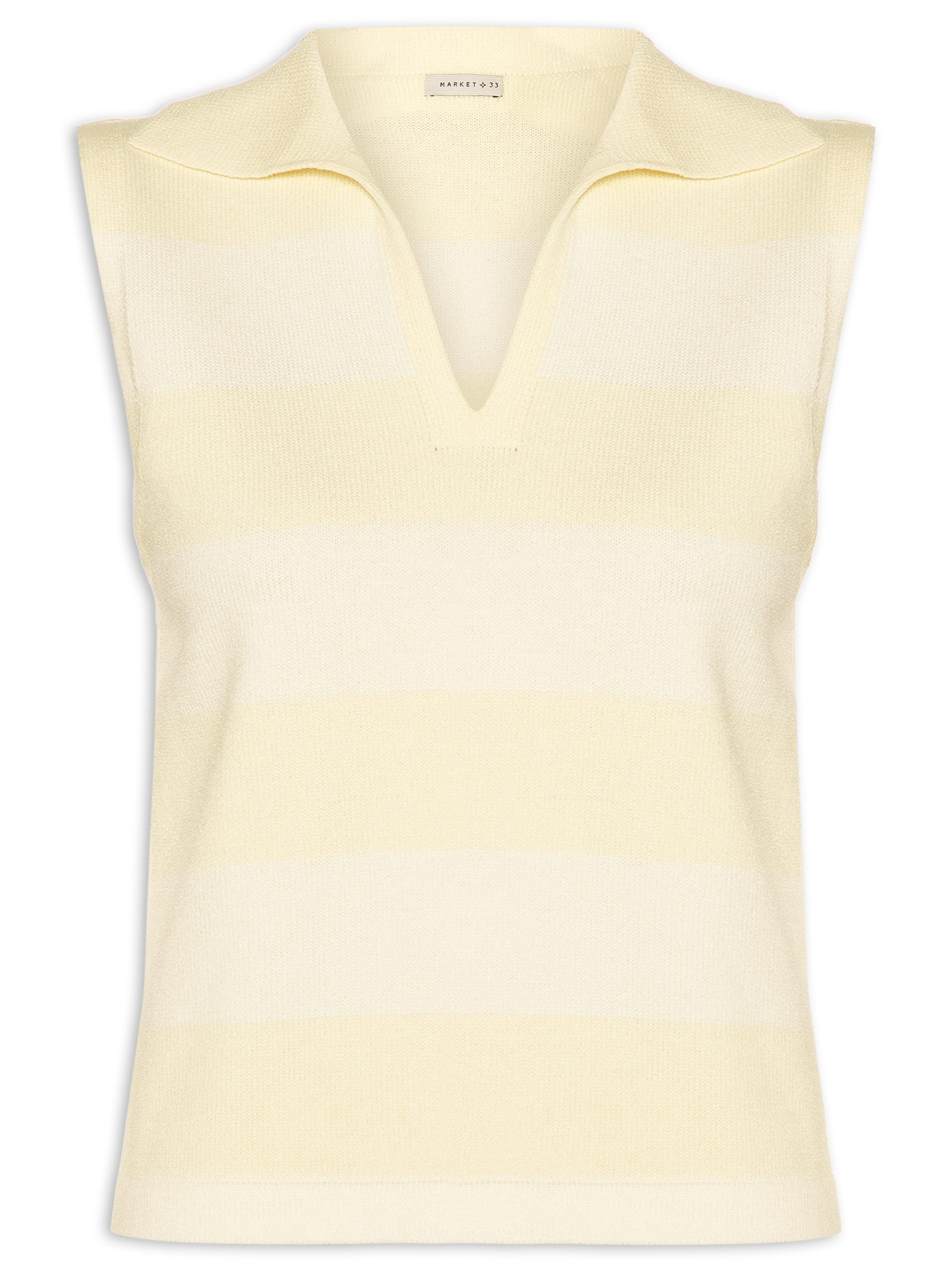 Regata Feminina Listrada Em Tricot Amarelo Market 33