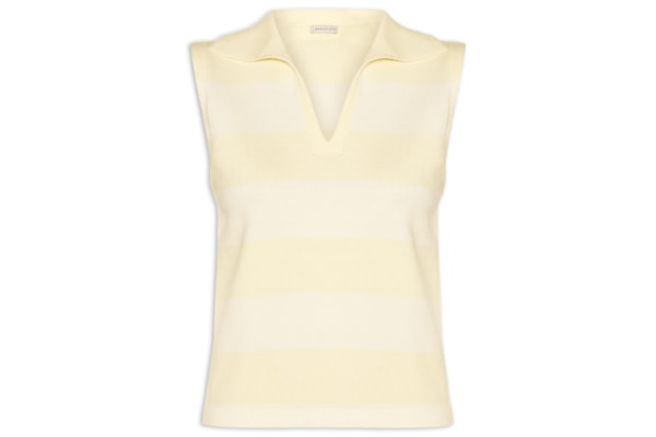 Regata Feminina Listrada Em Tricot - Amarelo