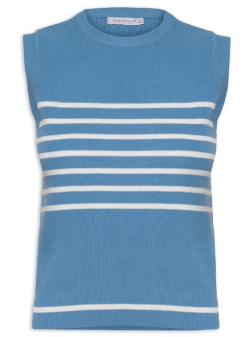 Regata Feminina Listrada Em Tricot – Azul