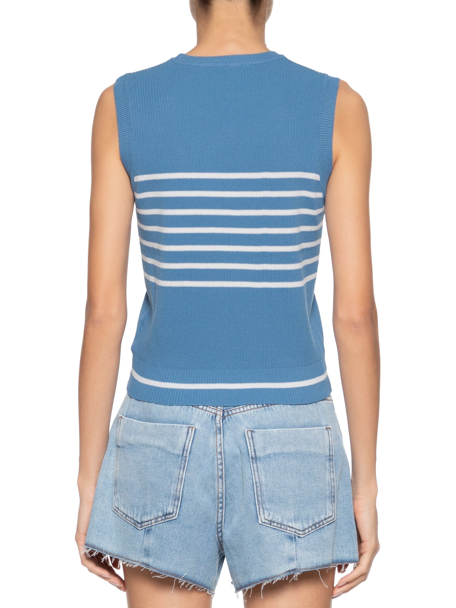 Regata Feminina Listrada Em Tricot Azul Market 33