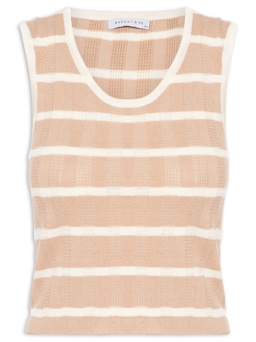 Regata Feminina Listrada Em Tricot – Bege
