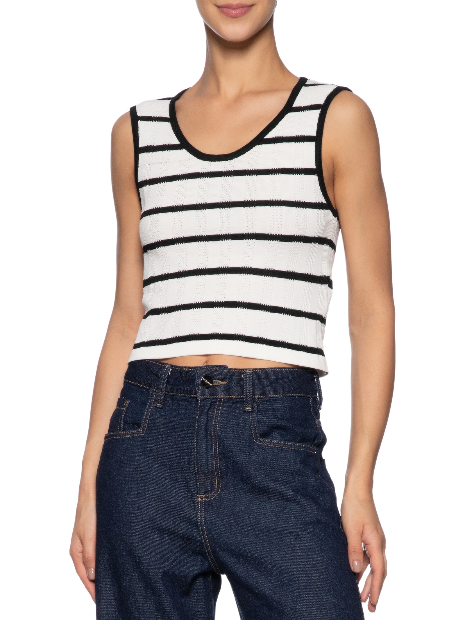 Regata Feminina Listrada Em Tricot Off White Market 33