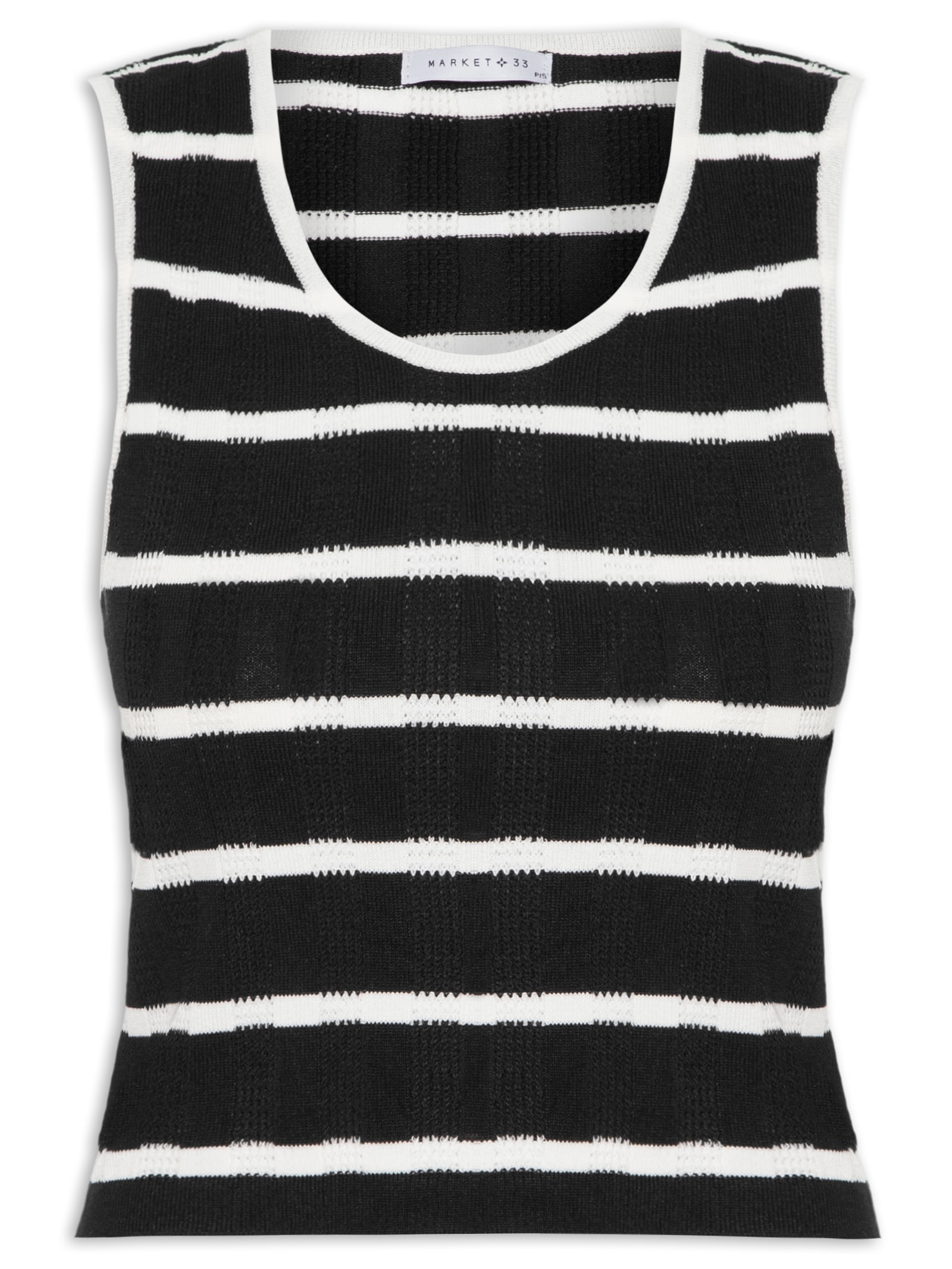 Regata Feminina Listrada Em Tricot Preto Market 33