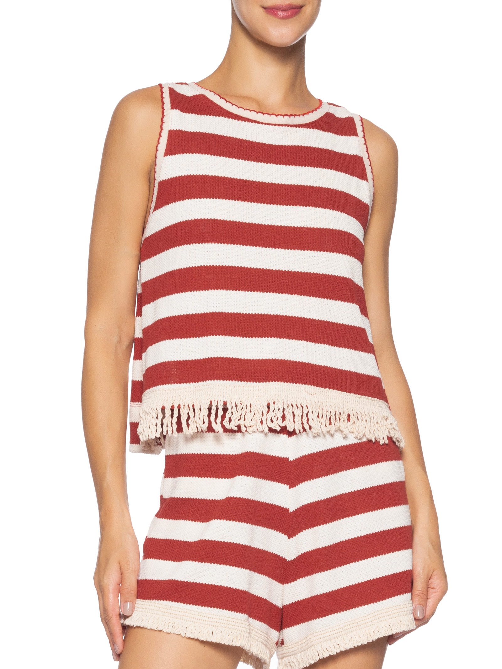 Regata Feminina Listrada Malha Tricot – Vermelho Dress To