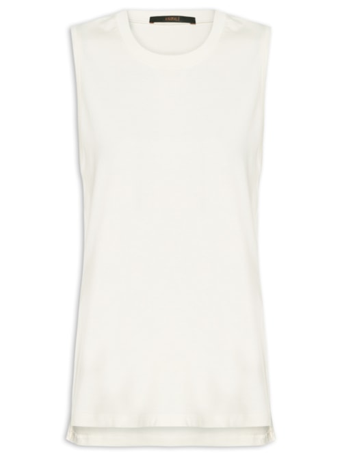 Regata Feminina Malha Basic Fenda – Branco